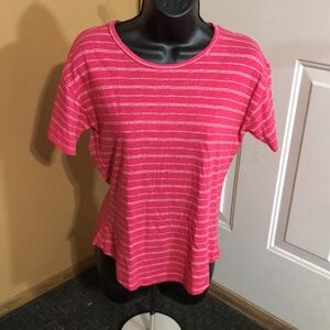 Falls Creek Girls’ Medium Striped Short-Sleeve Shirt 👚Red/Pink